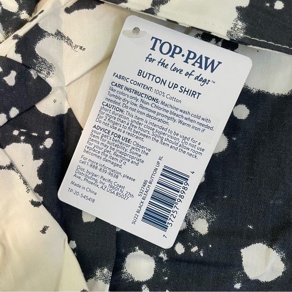 Top Paw Black Bleach Button Up Dress Shirt for Dogs Size XL - Picture 11 of 12
